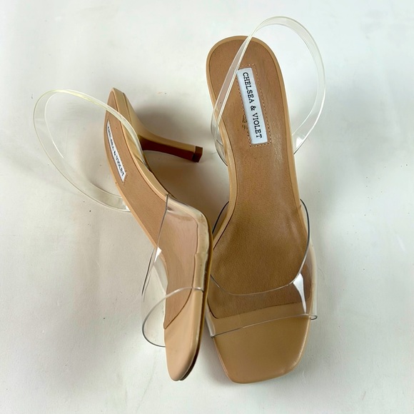 Chelsea & Violet Shoes Chelsea Violet Clear Slingback Heels